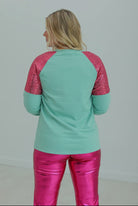 Southern Grace Santa Sequin Mint Sweater Shirts & Tops