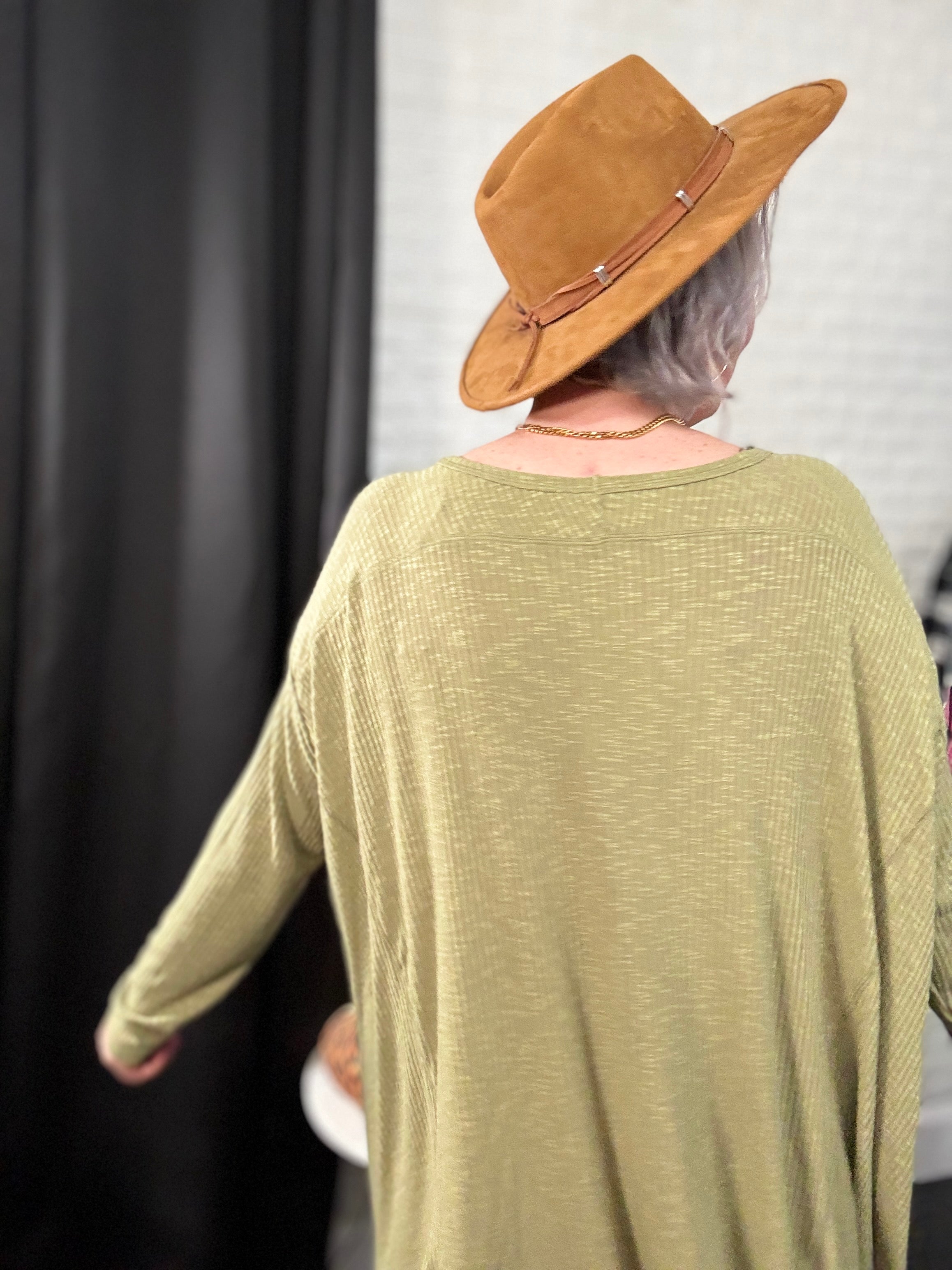 Heyson Oversized Ribbed Sharkbite Hem Top Shirts & Tops