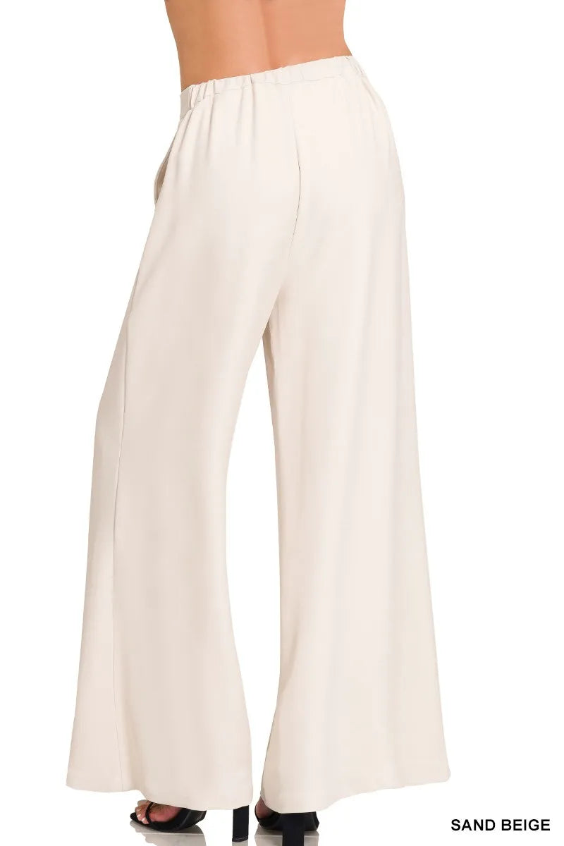 Zenana Relaxed Fit Elastic Waisted Wide Leg Pants