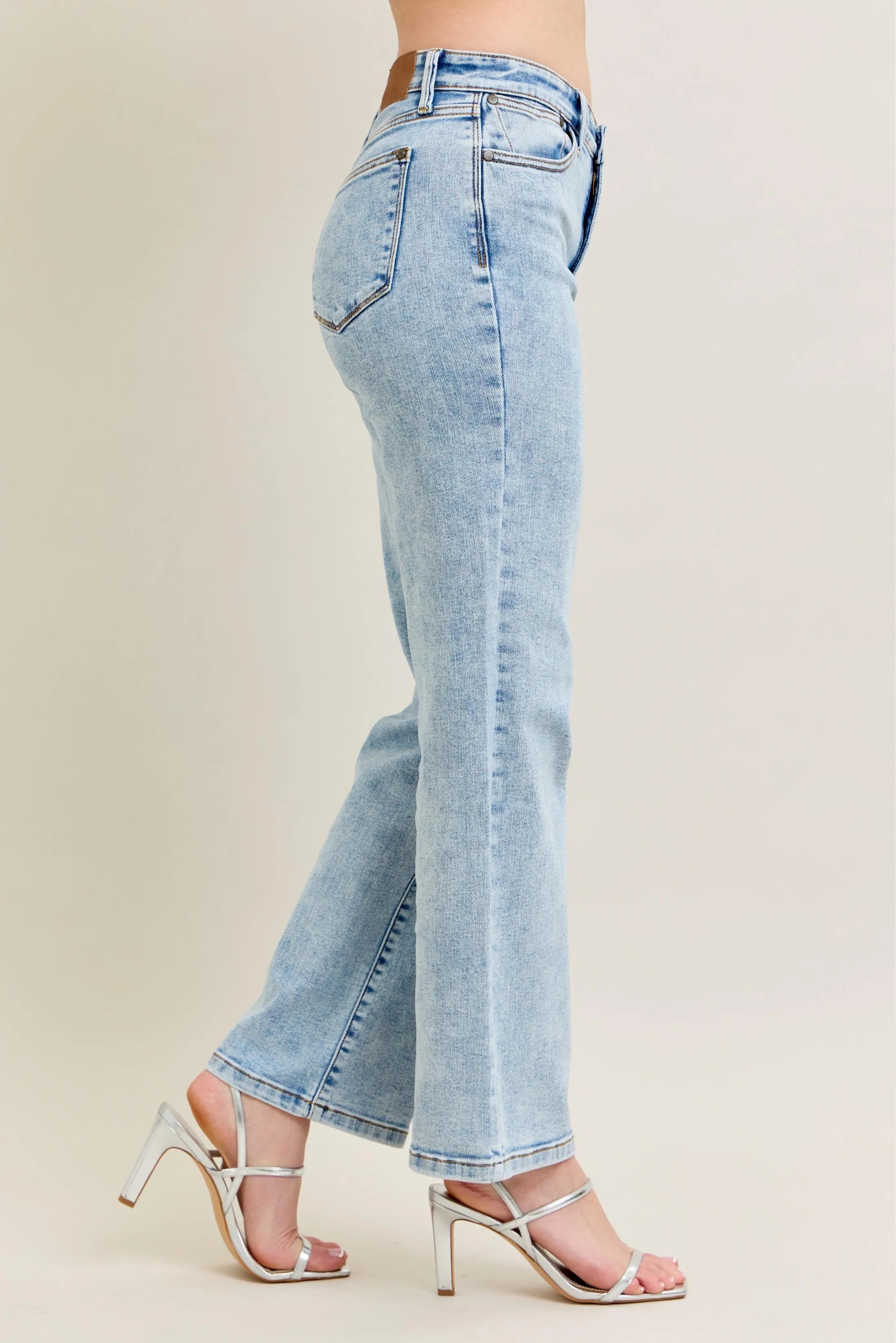 Judy Blue Light Stone Washed High Waist Stone Wash Straight Jeans
