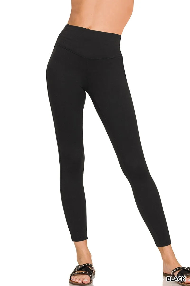 Zenana Black Premium Brushed Microfiber Full Length Leggings
