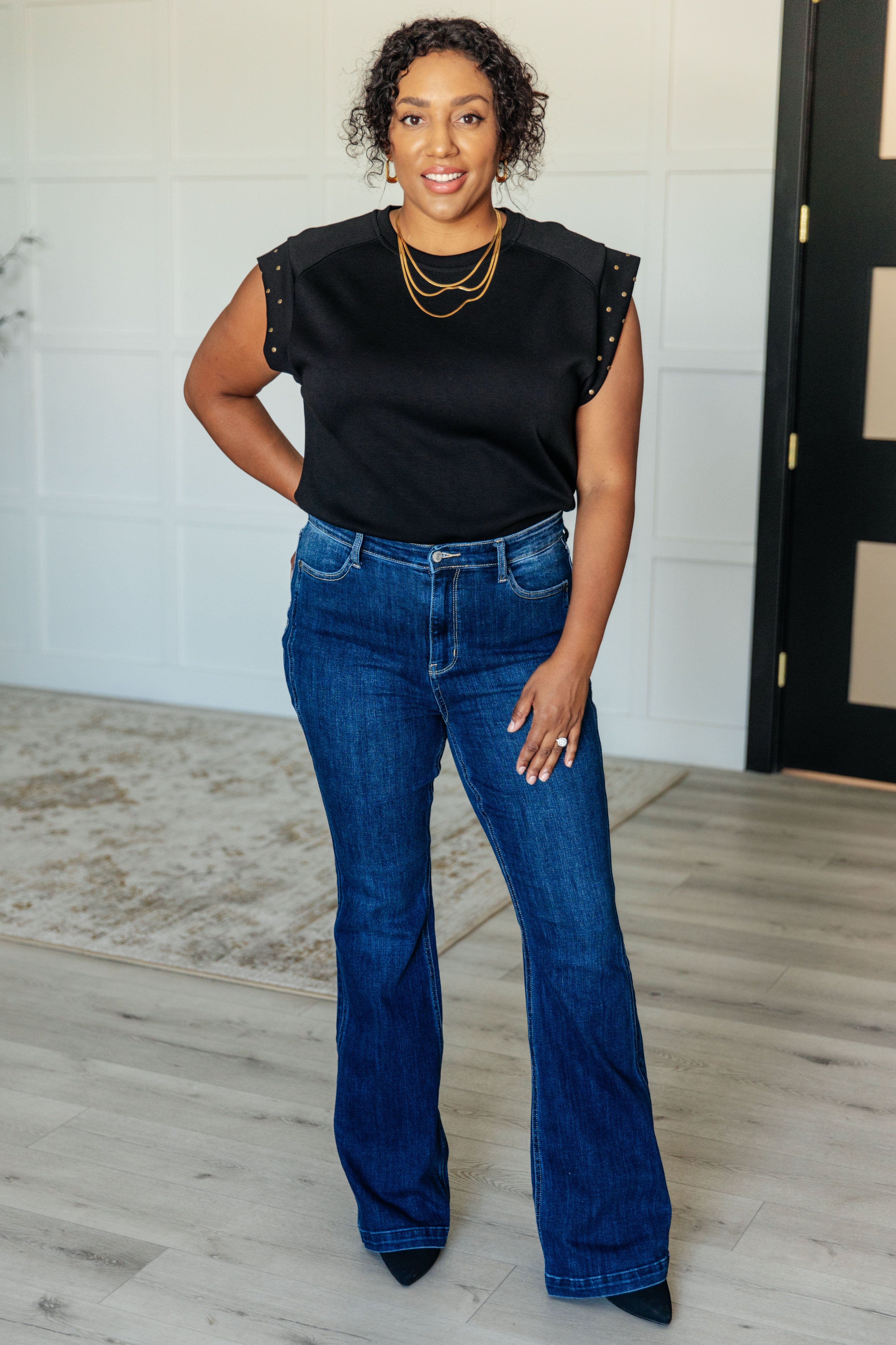 One Eleven North My Domain Studded Cap Sleeve Top Tops