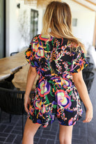 Haptics Live For Today Black Floral Surplice Woven Romper