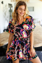 Haptics Live For Today Black Floral Surplice Woven Romper