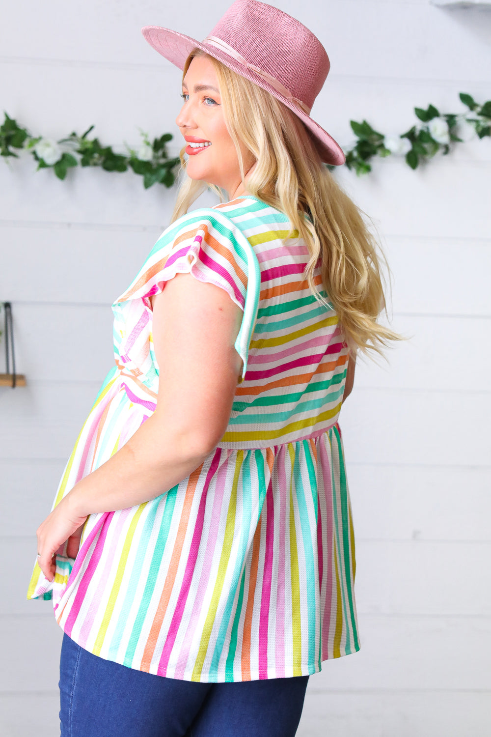 Haptics Lavender Rainbow Stripe Babydoll To Final Sale