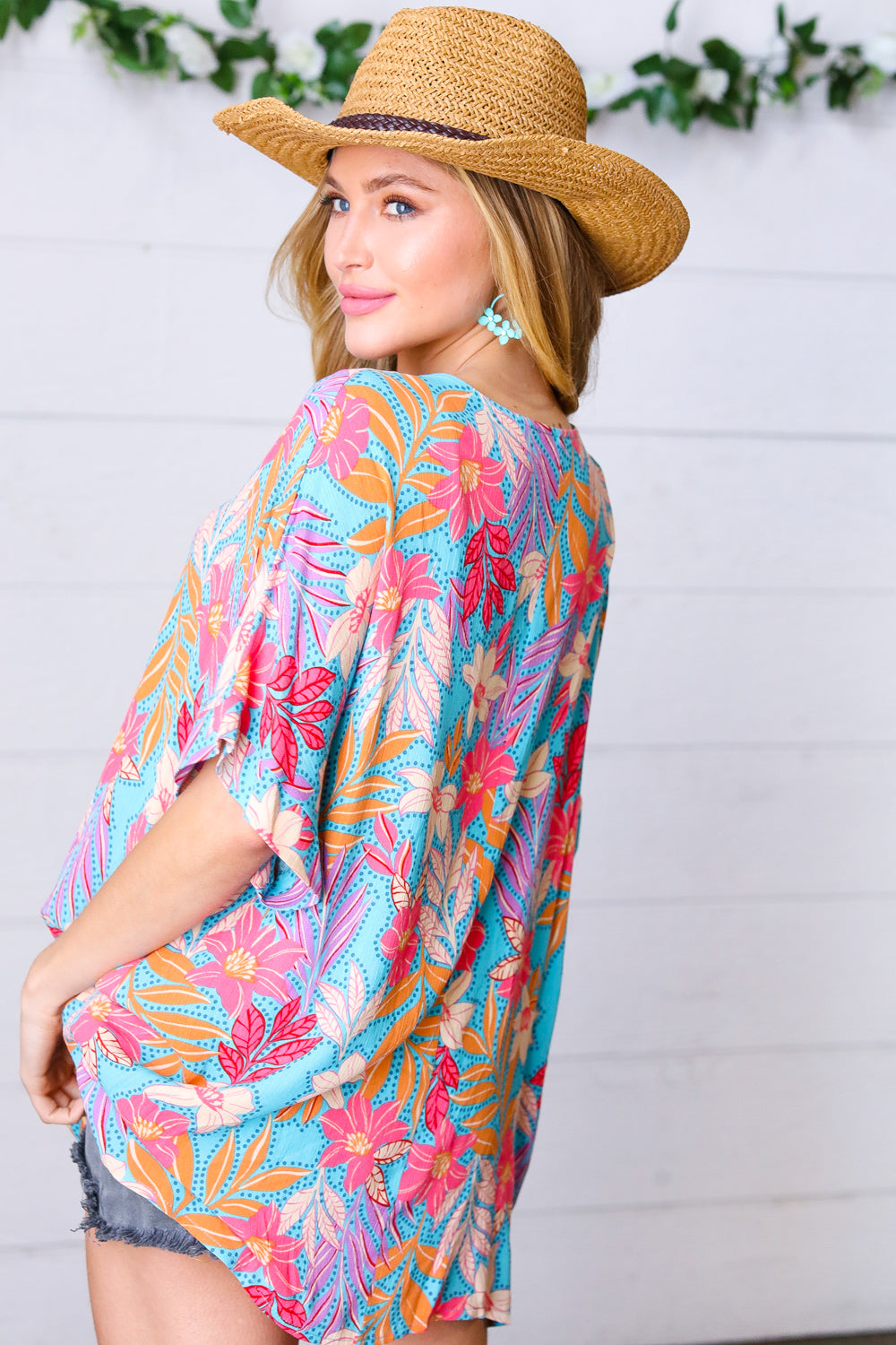 Haptics Multicolor Tropical Floral Print Woven Top Final Sale