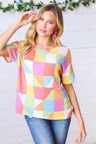 Haptics Multicolor Geometric Textured Knit Top Final Sale