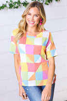Haptics Multicolor Geometric Textured Knit Top Final Sale
