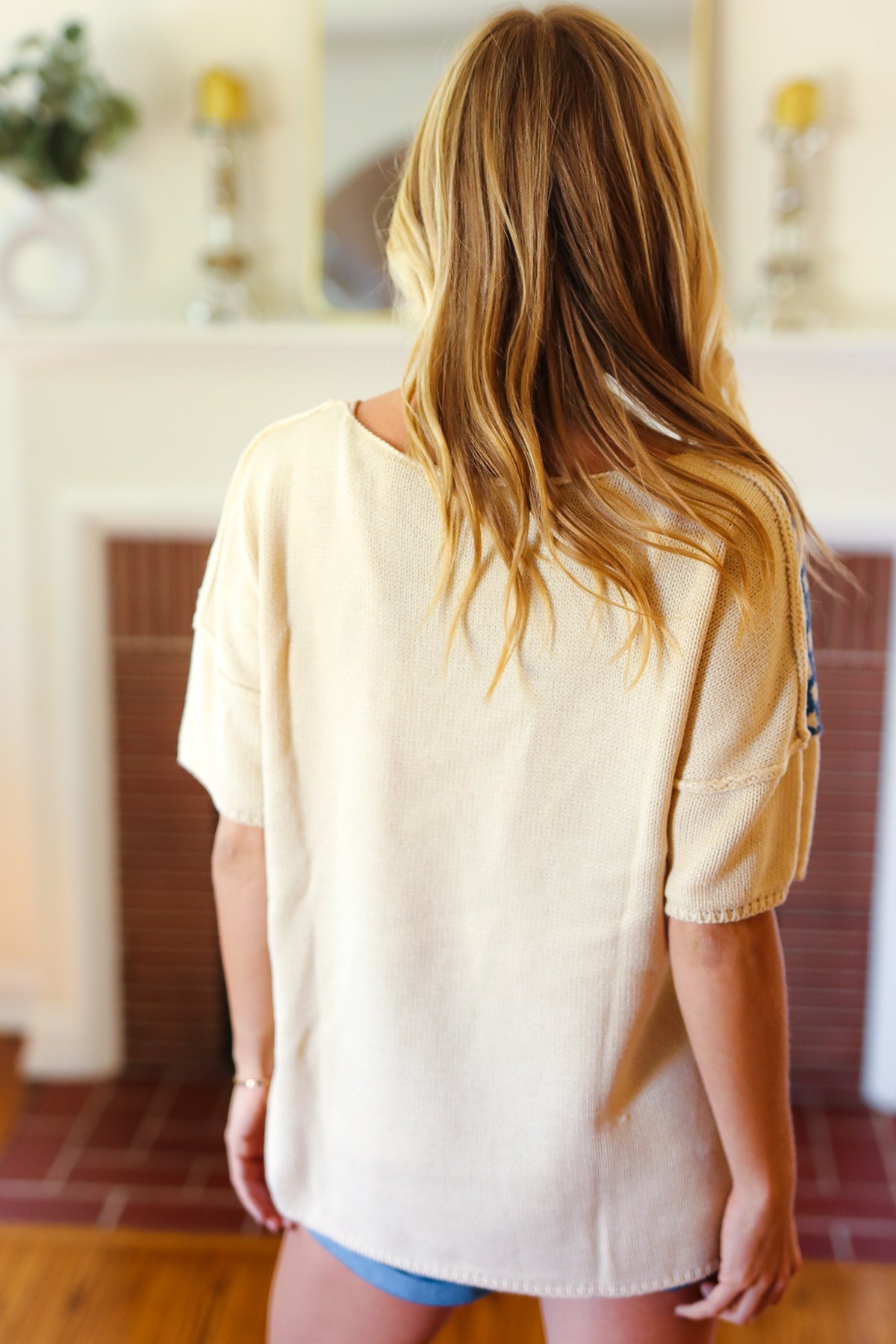 Haptics American Flag Jacquard Knit Sweater Top Final Sale