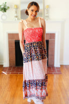 Haptics Fall Vacay Vibes Orange Floral Smocked Tube Top Tiered Maxi Dress Dresses