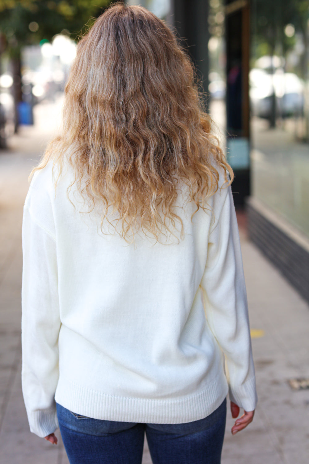 Haptics More the Merrier White Pop Up Lurex Sweater