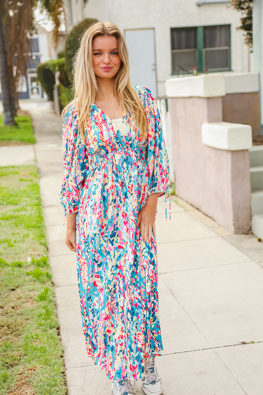 Haptics Star Struck Vintage Floral Midi Dress with Side Pockets Dresses