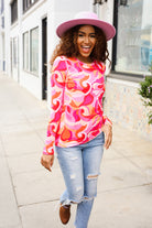 Haptics Find Love Red/Pink Fitted Floral Print Buttery Soft Knit Top 2X