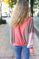 Haptics Boldy You Camel Dolman Sleeve Color block Knit Bomber Jacket