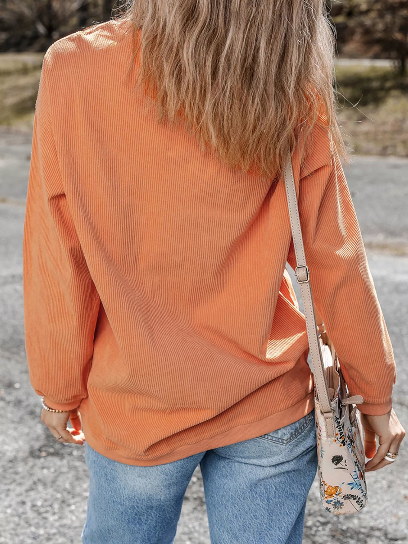 Preorder: Tangerine Halloween Ghost Sequin Patched Twisted Ribbed Textured Sweatshirt