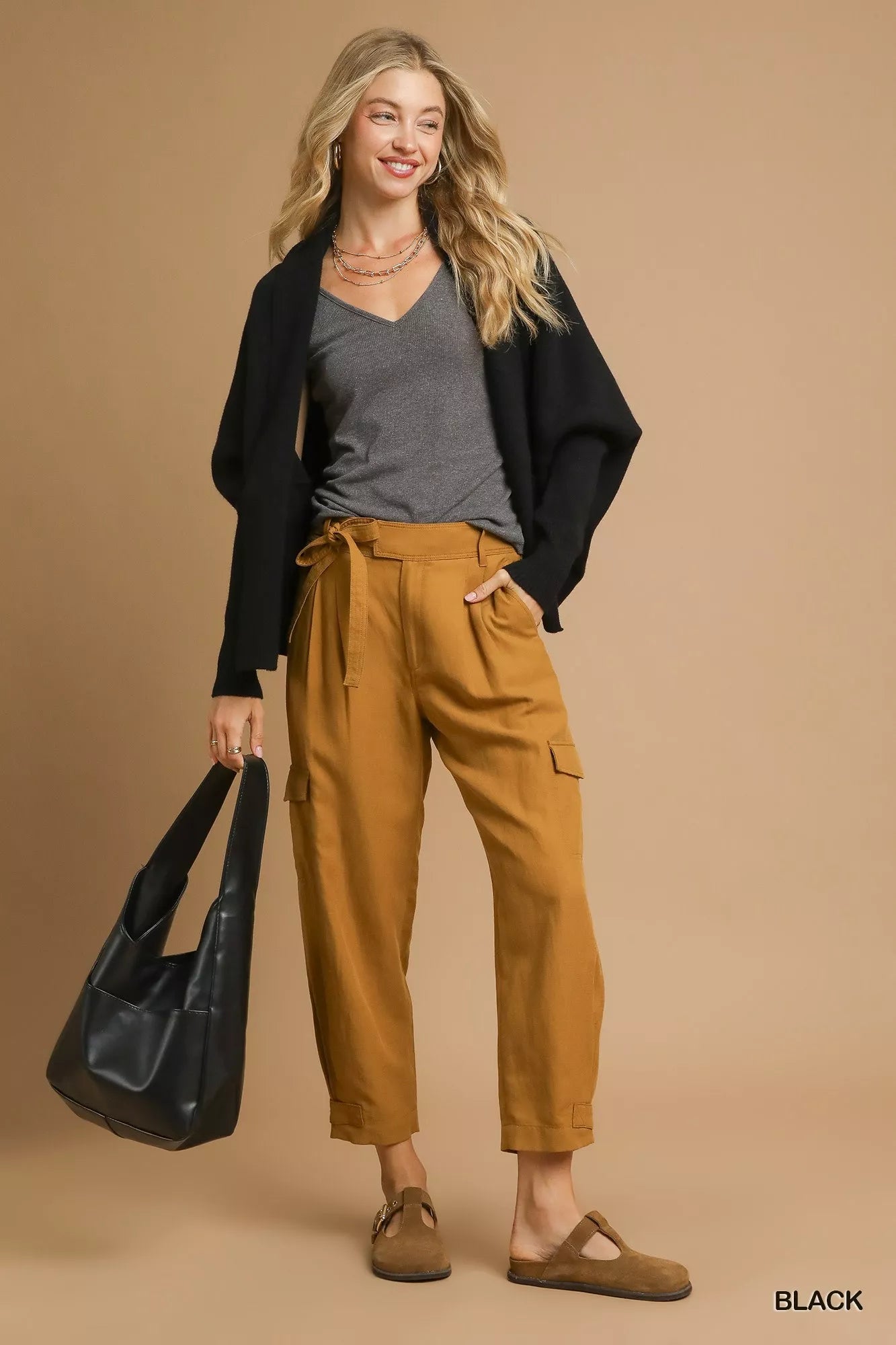 Umgee Open Front Cardigan with Front Pockets