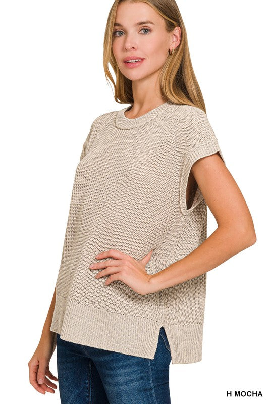 Zenana Dark Green Oversized Crew Neck Sweater