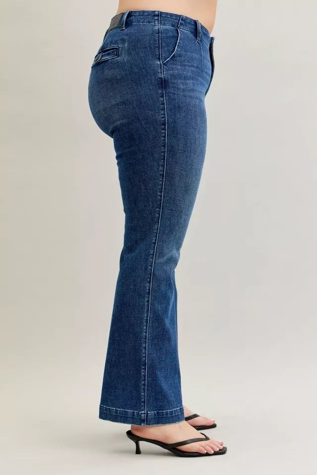 Judy Blue Dark Wash Mid Rise Bootcut Jeans with Welt Pockets