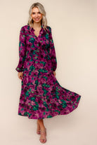 Haptics Watercolor Floral Fit And Flare Smocked Waist Maxi Dress
