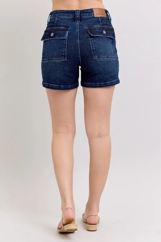 Judy Blue Medium Washed High Waist Back Flap Pocket Denim Shorts