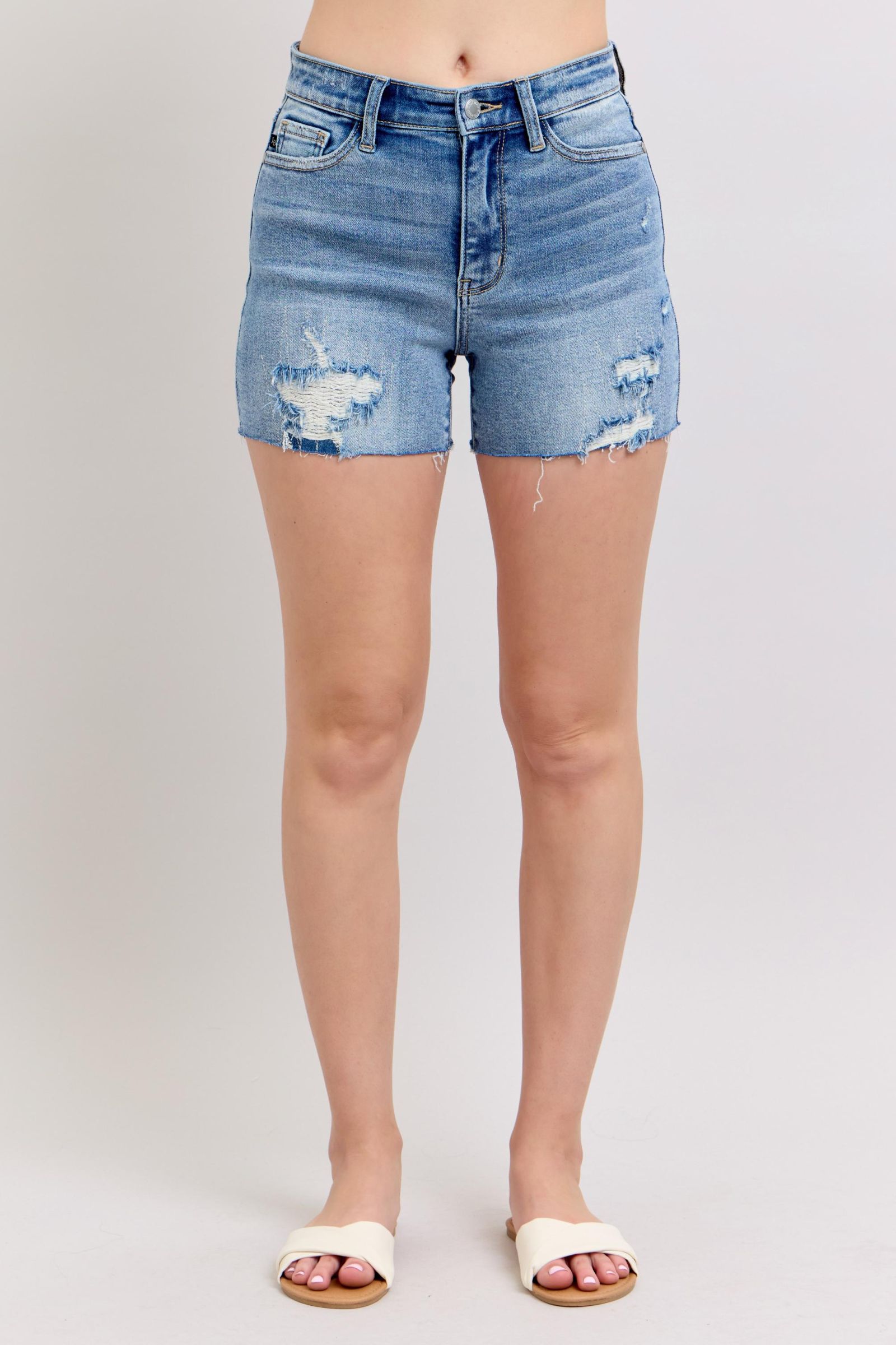 Judy Blue Charley High Rise Distressed Cutoff Shorts Womens