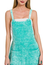 Zenana Turquoise Woven Double Gauze Acid Washed Romper