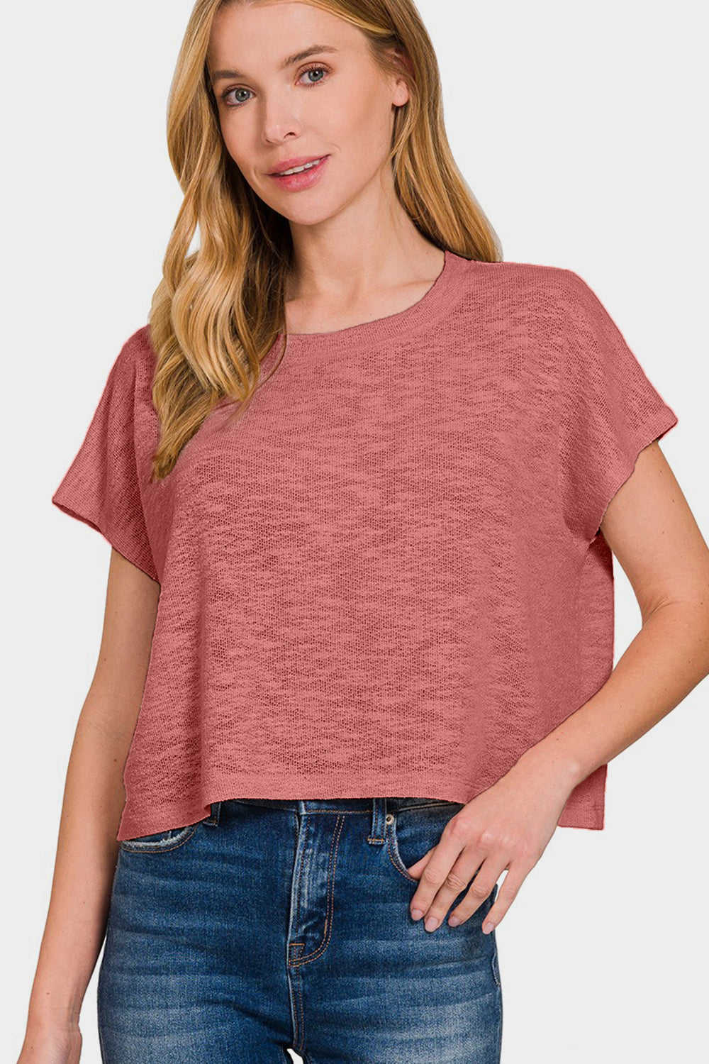 Zenana Winter Rose Round Neck Short Sleeve T-Shirt