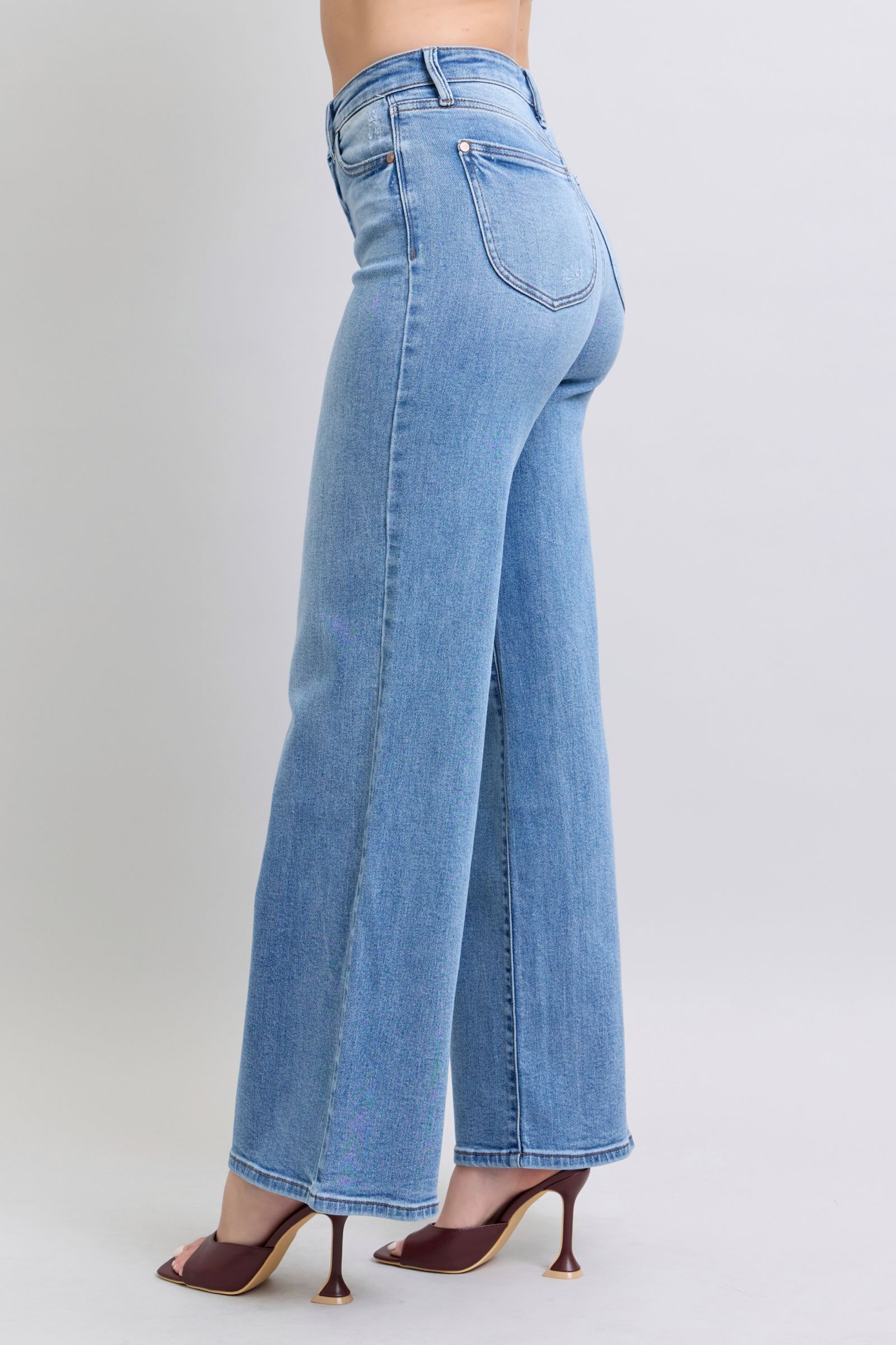 Judy Blue Medium Washed Wide Leg Jeans with Pockets Jeans