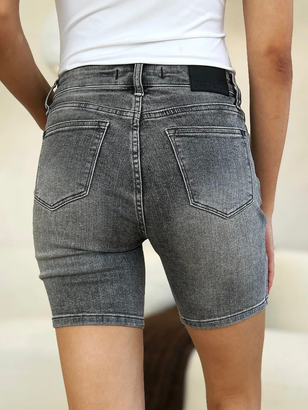 Judy Blue Grey High Waist Washed Denim Shorts