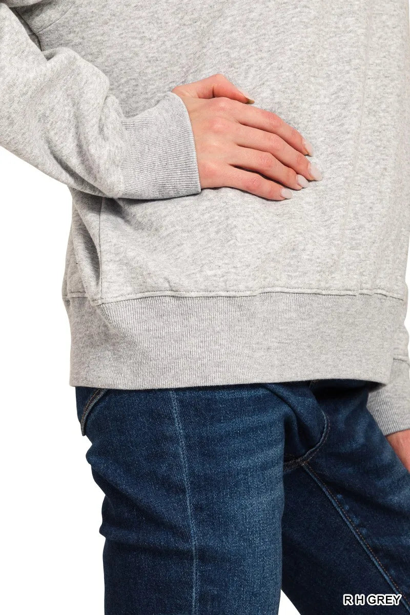 Zenana Heather Gray Fleece Half Zip Sweatshirt