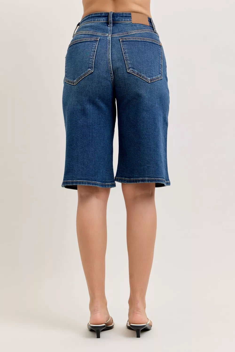 Judy Blue Dark Washed High Waist Bermuda Denim Shorts