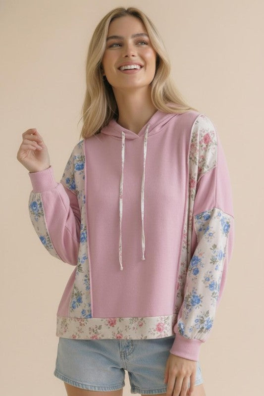Haptics Sweet Spring Blossoms Color Block Hoodie