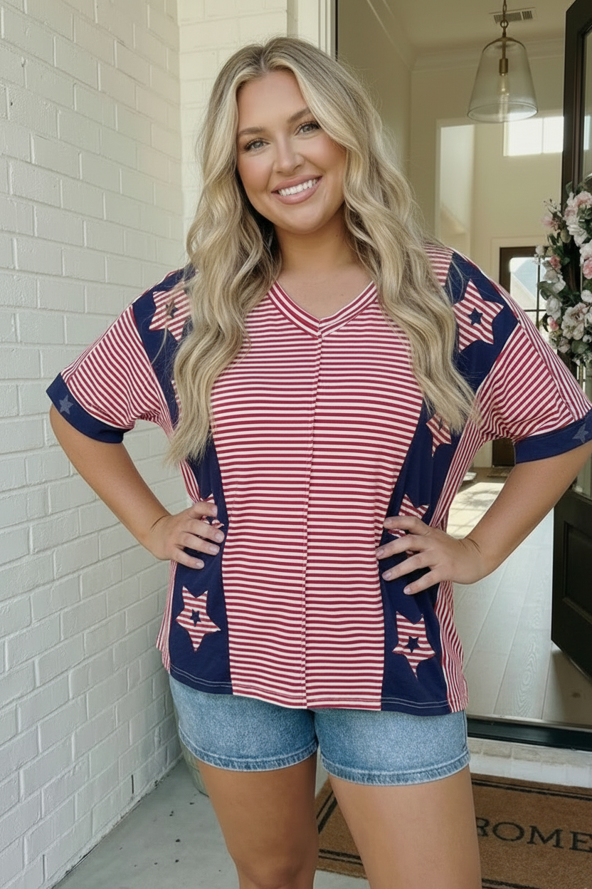 Haptics Stars and Stripes Forever Oversized Top