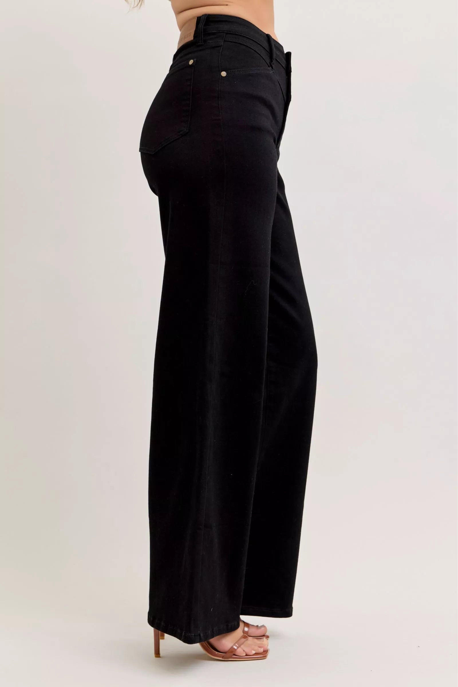 Judy Black Blue High-Waisted Wide Leg Jeans