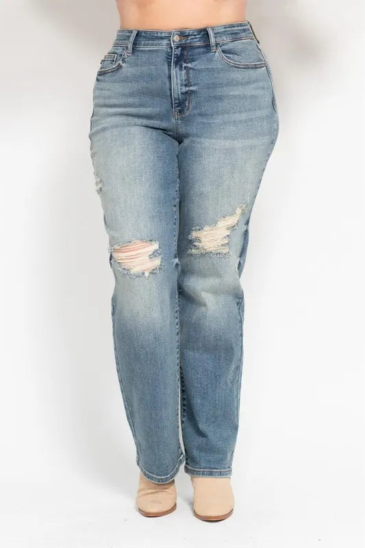 Judy Blue High Waist Distressed Dad Jeans