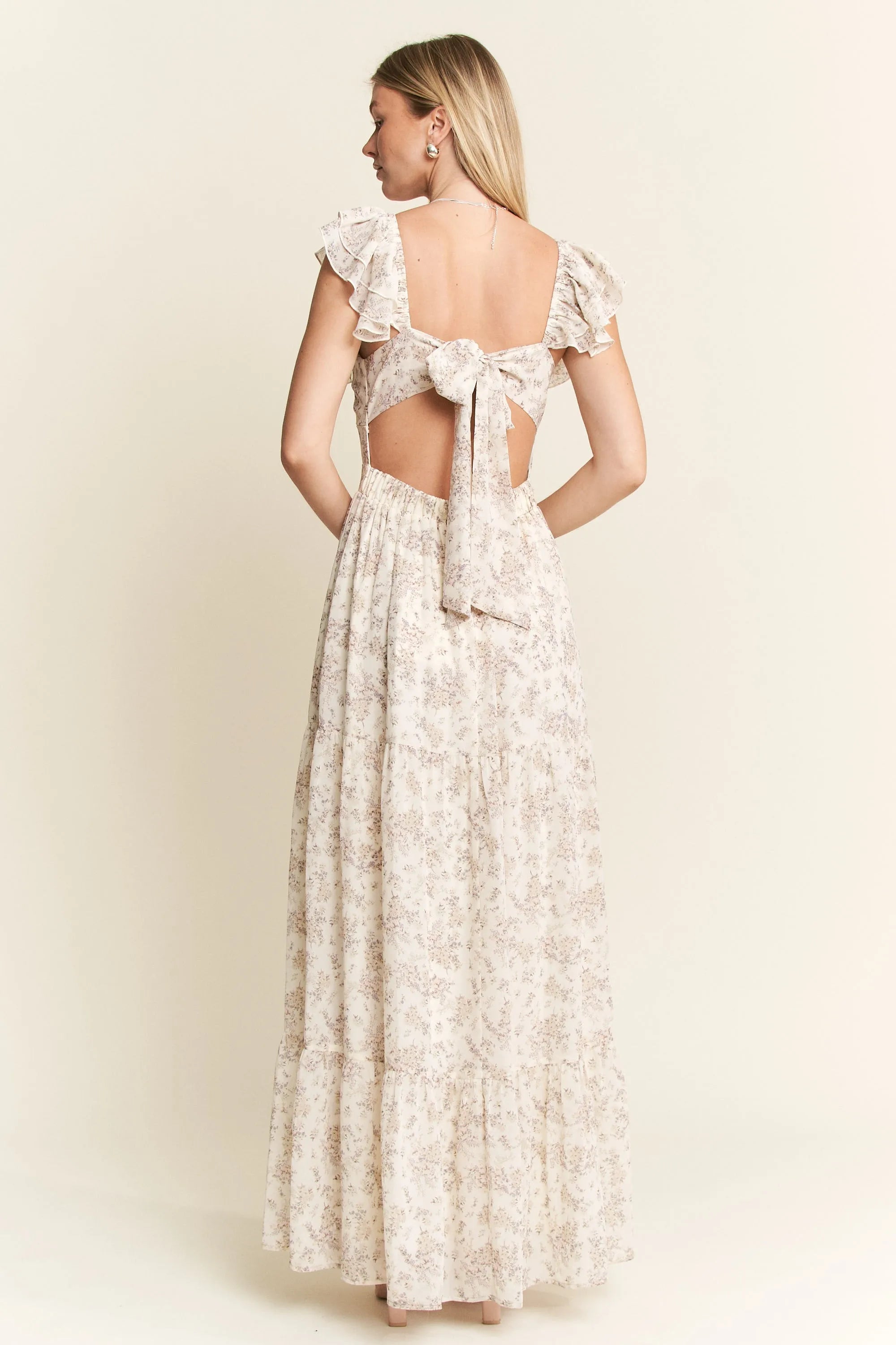 Jade By Jane Ruffle Sleeve Tiered Maxi Dress