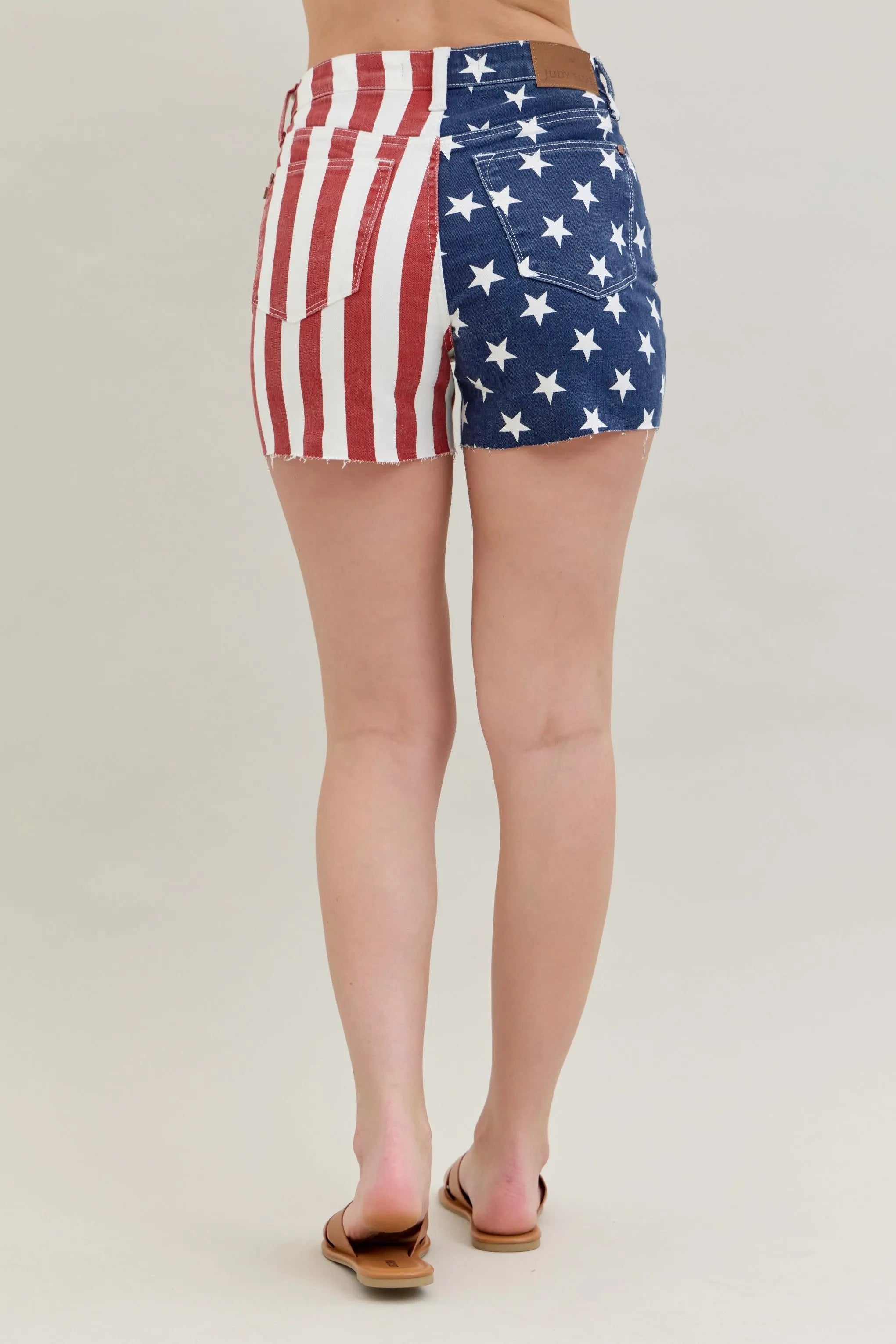 Judy Blue High Waist Americana Flag Fray Hem Shorts