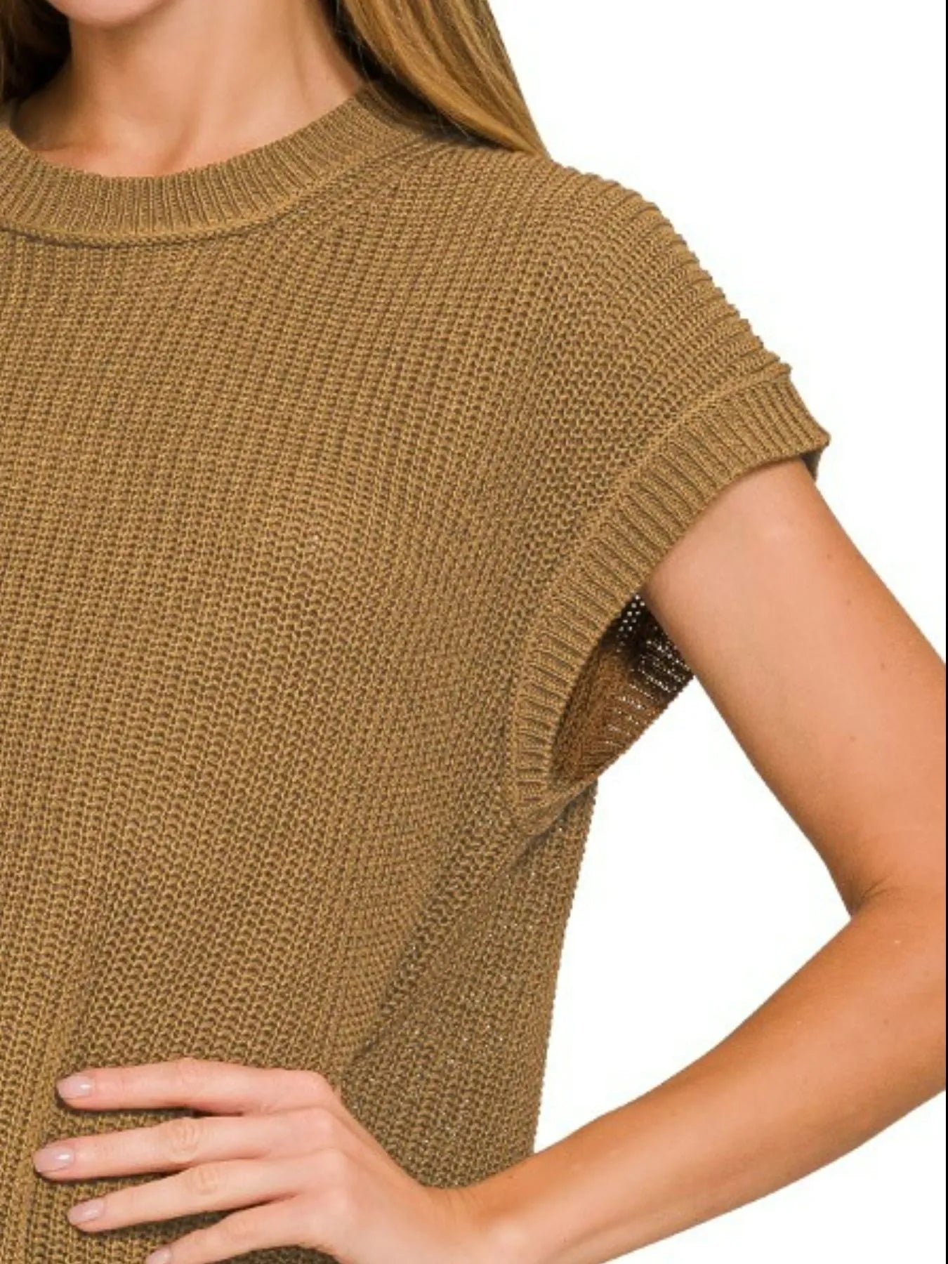 Zenana Deep Camel Oversized Crew Neck Sweater