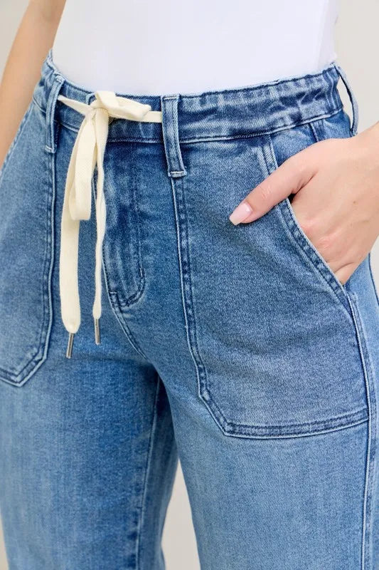 Judy Blue Medium Washed High Waist Denim Jogger