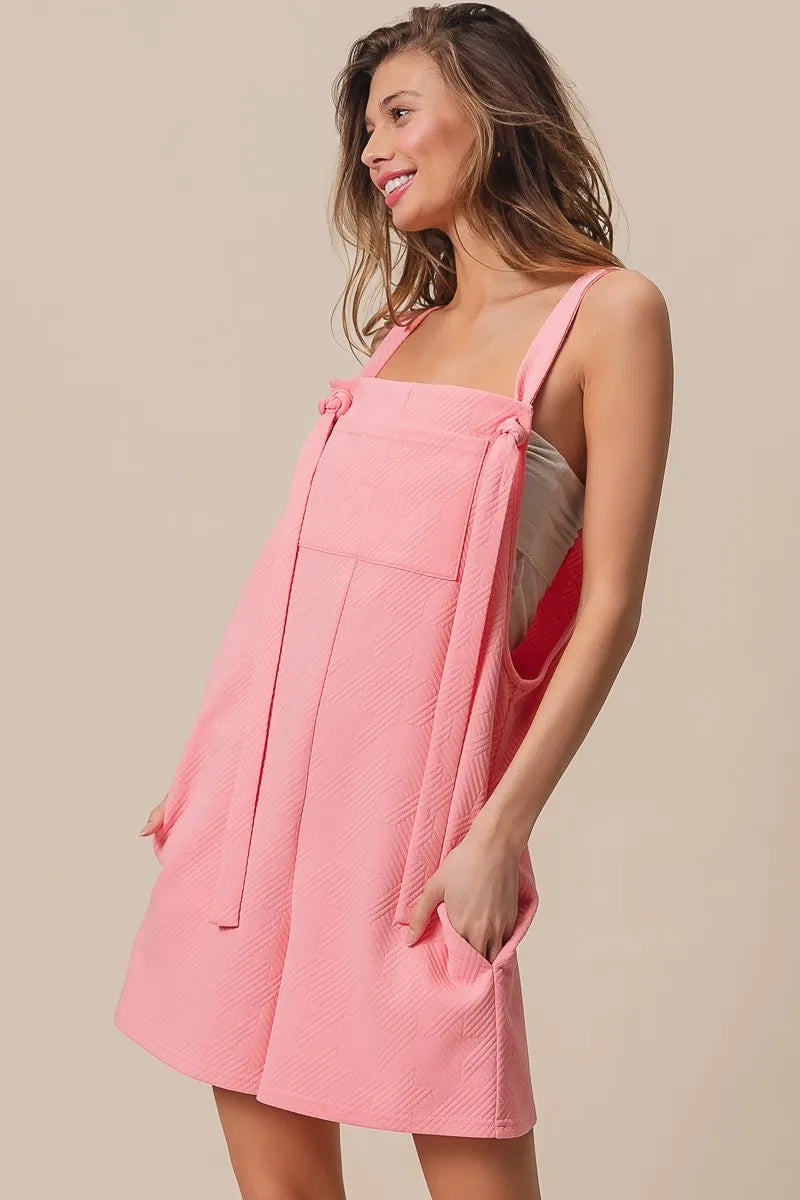 BiBi Blush Pink Texured Jacquard Romper with Side Pockets