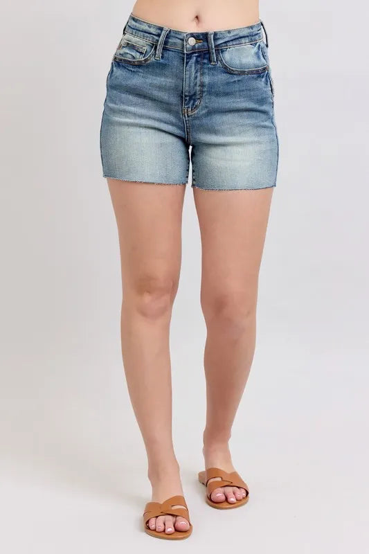 Judy Blue Medium Washed High Waist Star Seam Detail Denim Shorts MD