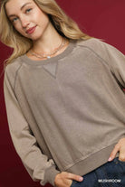Umgee Mushroom Mineral Wash French Terry Sweatshirt