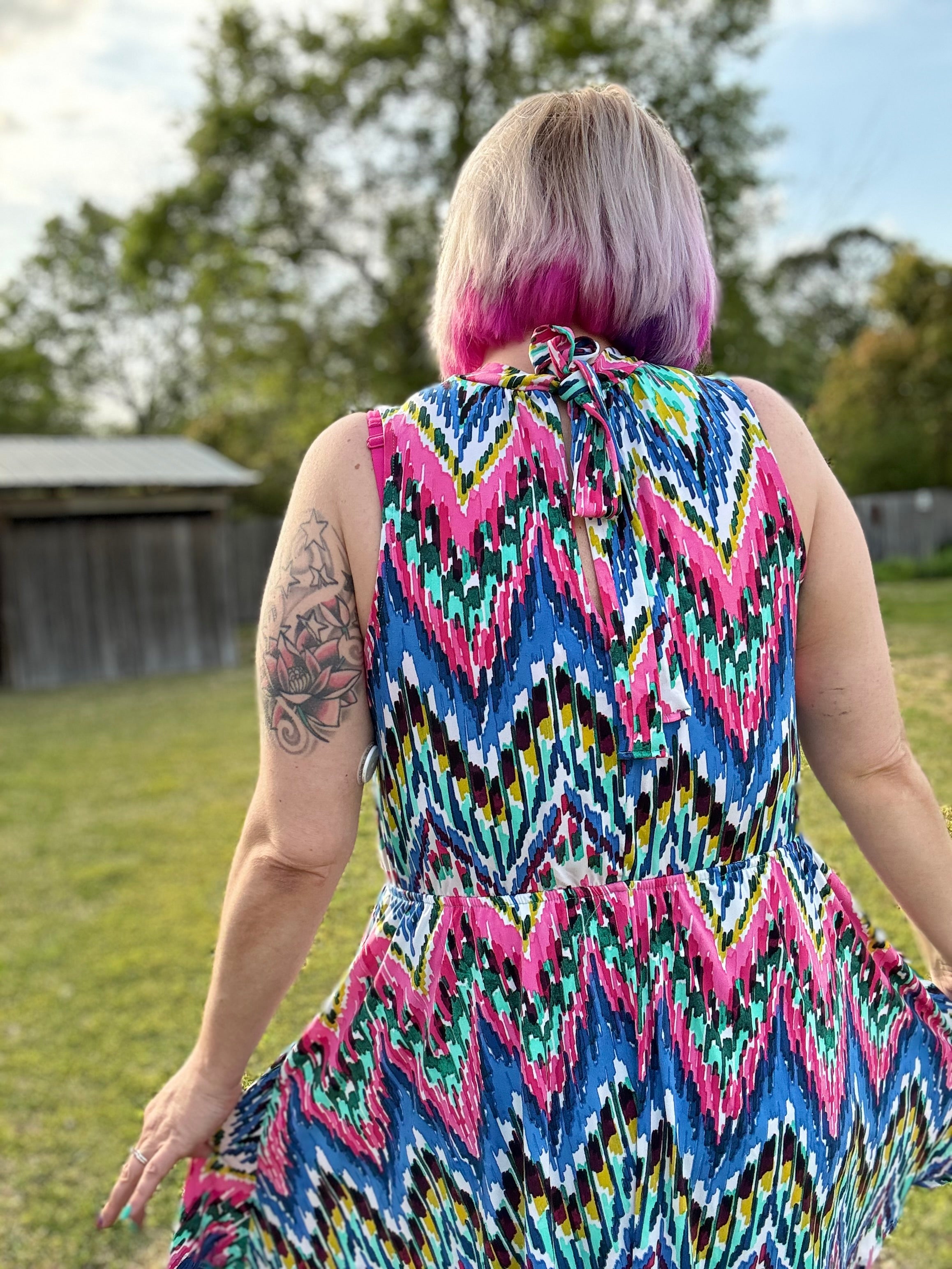 White Birch Chevy to the Levy Chevron Dress Dresses