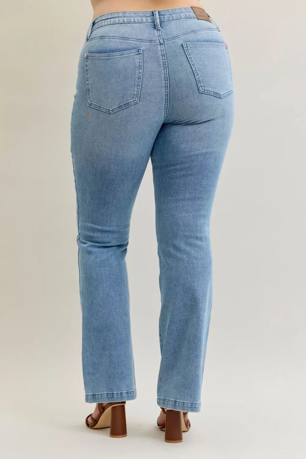 Judy Blue Medium Washed Mid Rise Bootcut Jeans with Contrast Wash & Front Patch Pockets