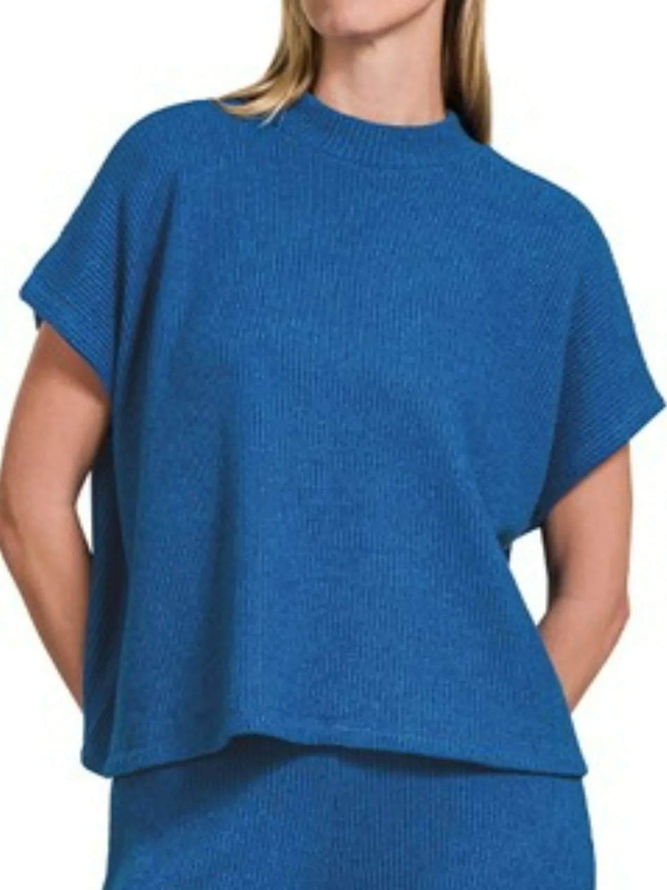 Zenana Classic Blue Sweater Boxy Top & Long Pants Set