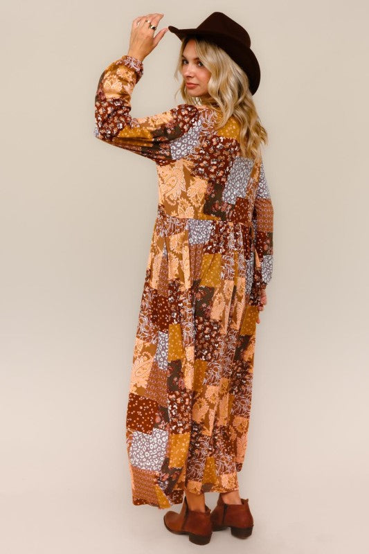 Haptics Sienna Fit & Flare Patchwork Midi Dress