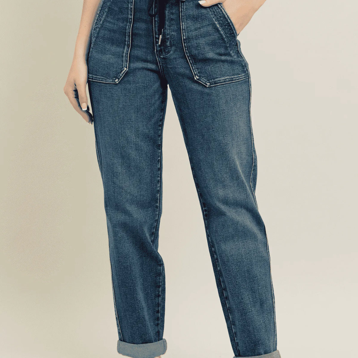 【U LAN】Ruby vintage dirty washing damage pants Judy Blue High Waisted Vintage Wash Joggers w/ Drawstring
