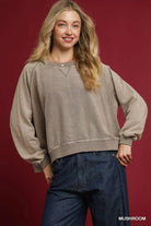 Umgee Mushroom Mineral Wash French Terry Sweatshirt MUSHROOM