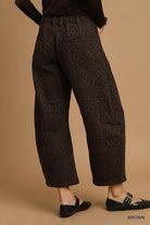 Umgee Leopard Print Non-Stretch Wide Leg Pants