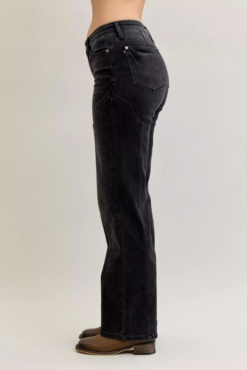 Judy Blue Mid Rise Straight Western Seam Detail Jeans